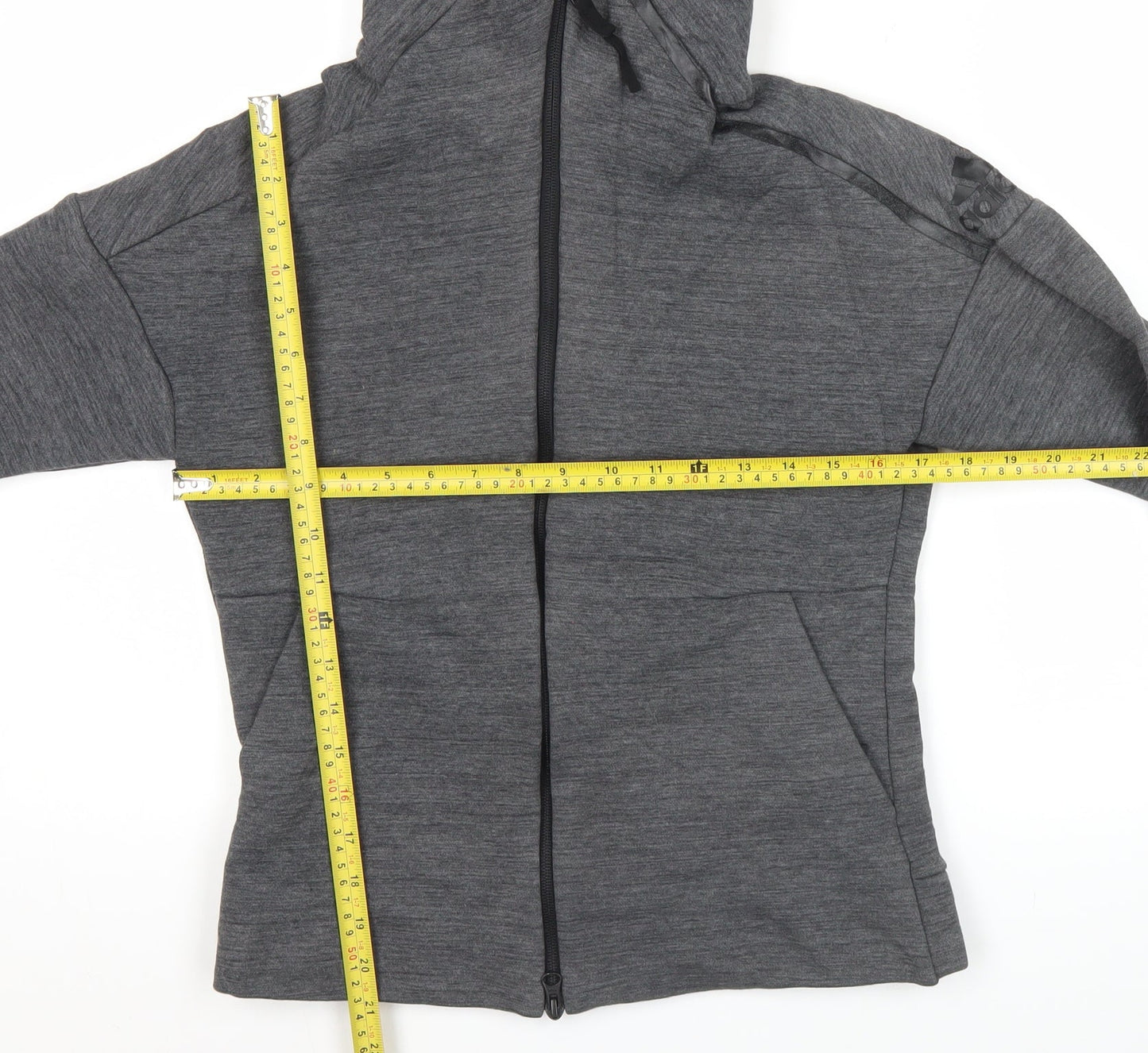 Adidas Womens Grey Hoodie UK 8 Full Zip Long Sleeve Sportswear