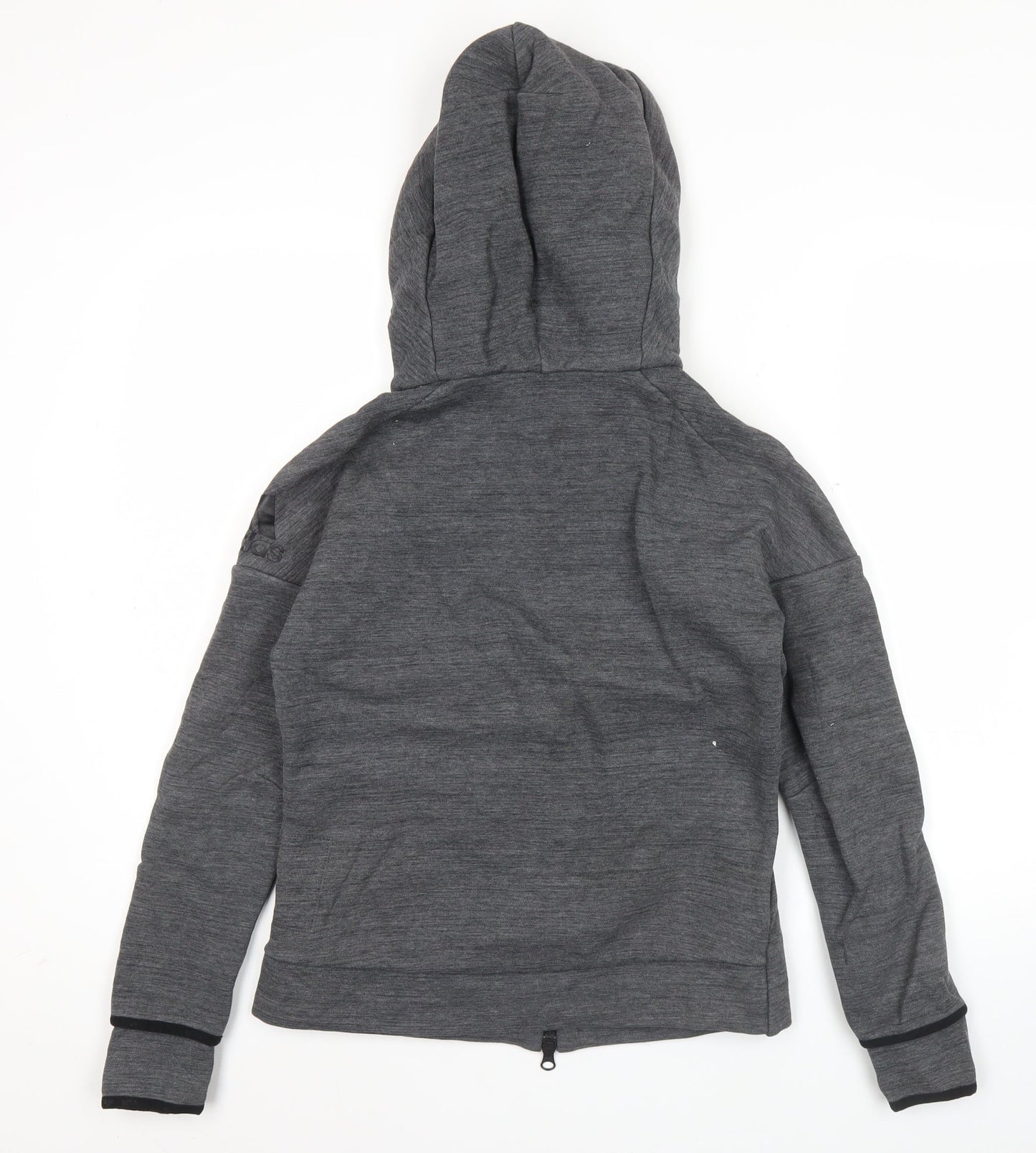 Adidas Womens Grey Hoodie UK 8 Full Zip Long Sleeve Sportswear