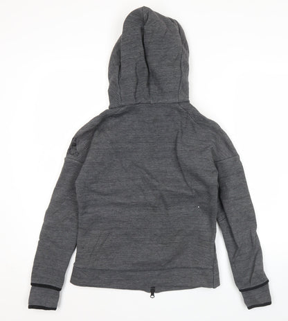 Adidas Womens Grey Hoodie UK 8 Full Zip Long Sleeve Sportswear