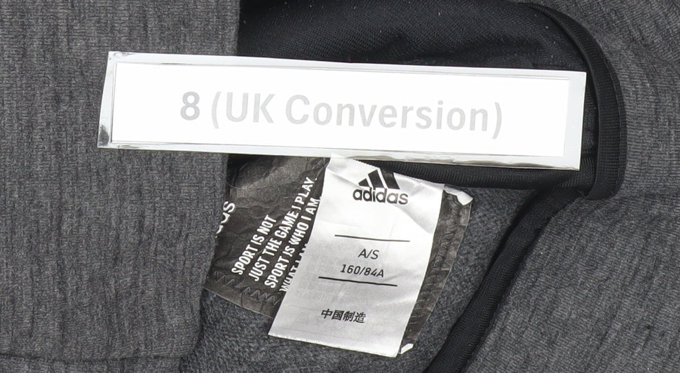 Adidas Womens Grey Hoodie UK 8 Full Zip Long Sleeve Sportswear