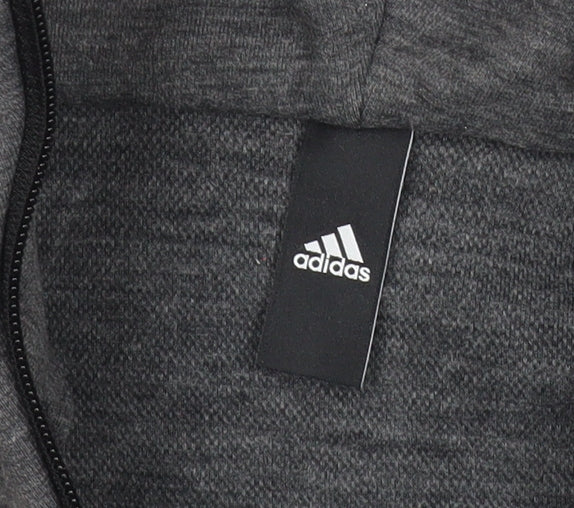 Adidas Womens Grey Hoodie UK 8 Full Zip Long Sleeve Sportswear