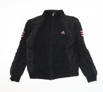 Adidas Womens Black Track Jacket L Full Zip Cotton Sportswear