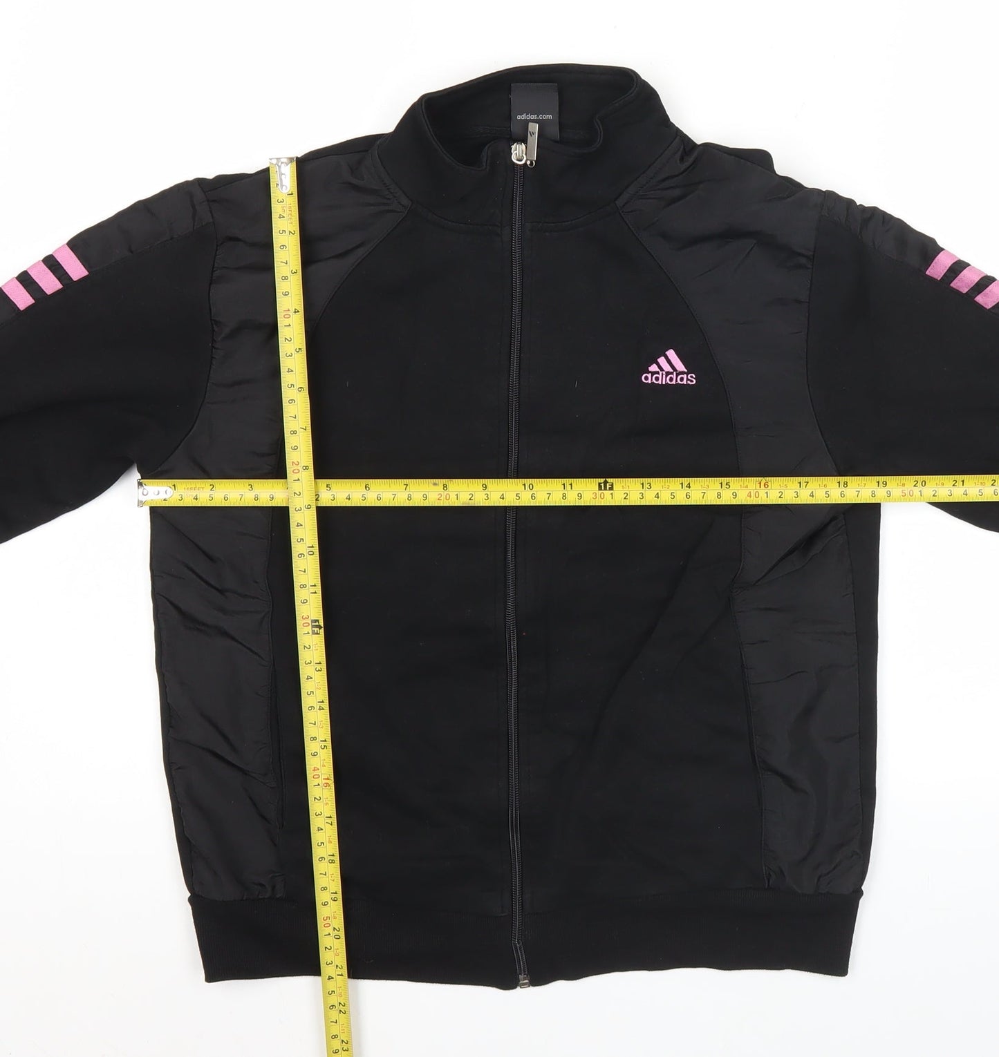 Adidas Womens Black Track Jacket L Full Zip Cotton Sportswear