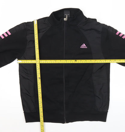 Adidas Womens Black Track Jacket L Full Zip Cotton Sportswear