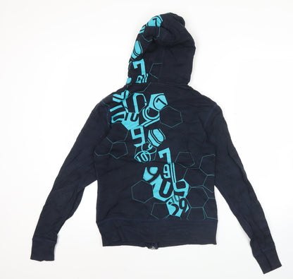 Nike Womens Blue Full Zip Hoodie Sweatshirt M Sports Graphic Long Sleeve