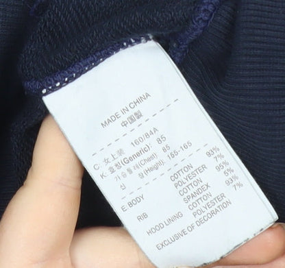 Nike Womens Blue Full Zip Hoodie Sweatshirt M Sports Graphic Long Sleeve