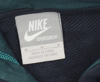 Nike Womens Blue Full Zip Hoodie Sweatshirt M Sports Graphic Long Sleeve