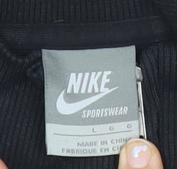 Nike Womens Black L Track Jacket Cotton Blend Sportswear Zip