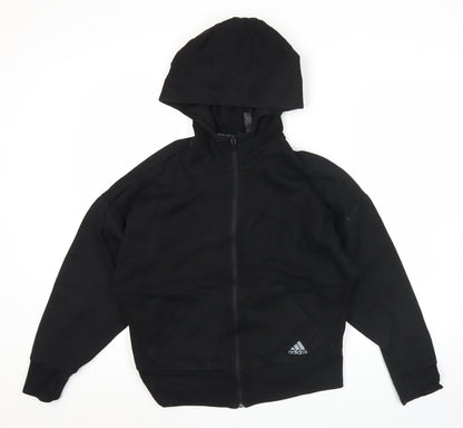 Adidas Womens Black Size 10 Full Zip Hoodie Sweatshirt