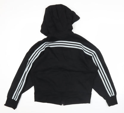 Adidas Womens Black Size 10 Full Zip Hoodie Sweatshirt