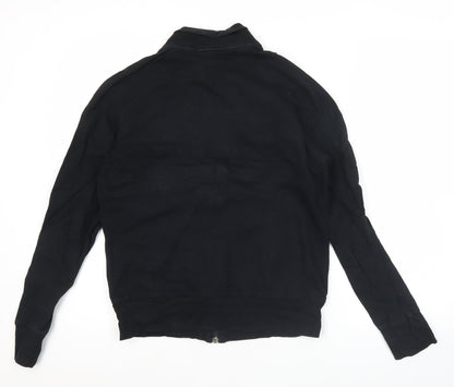 Adidas Womens Black Track Jacket Size 12 Full Zip Cotton Blend