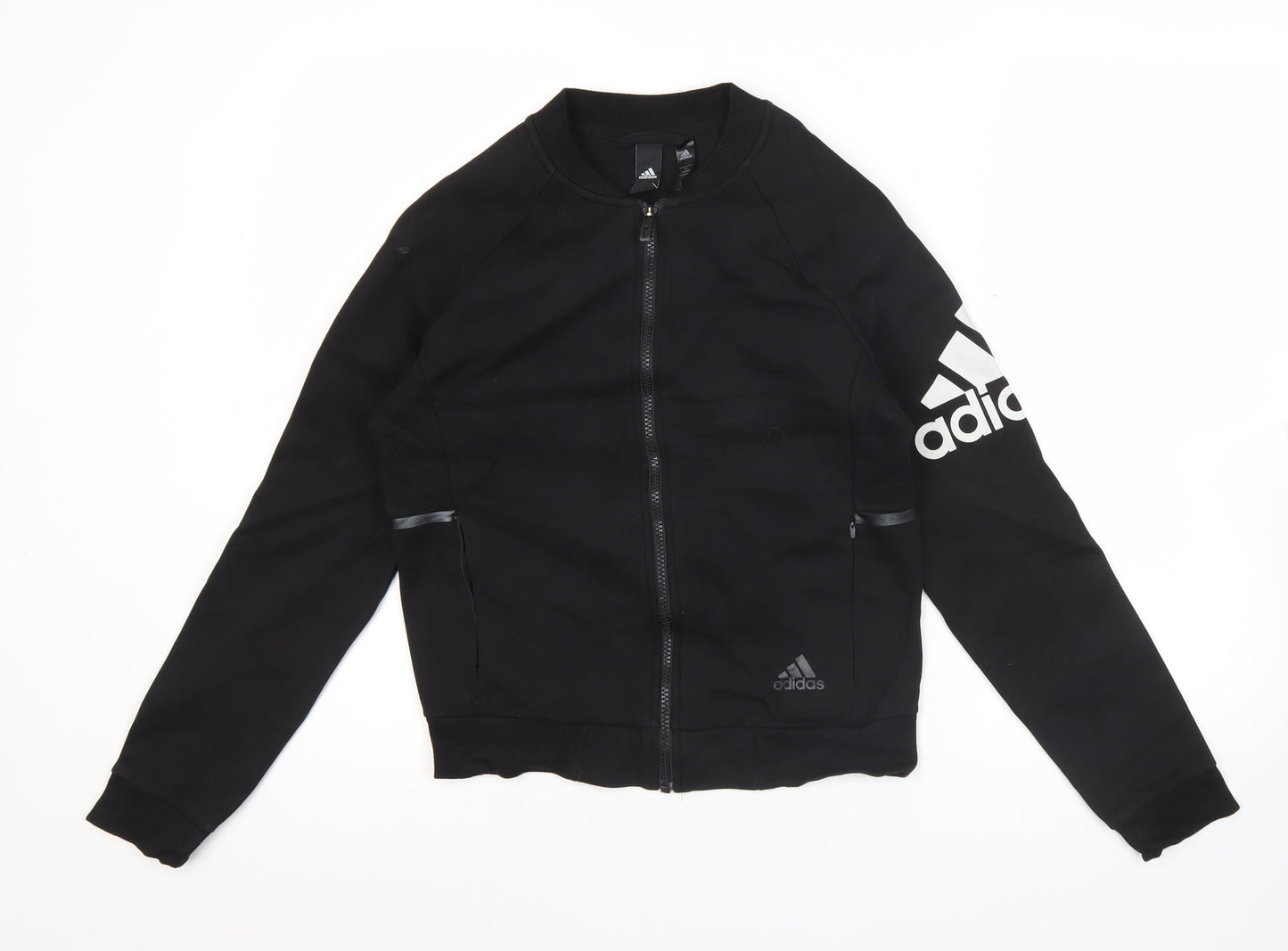 Adidas Women’s Black Track Jacket Size 8 Full Zip Sportswear