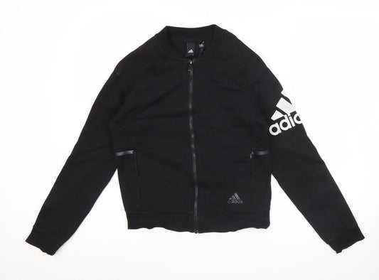 Adidas Women’s Black Track Jacket Size 8 Full Zip Sportswear