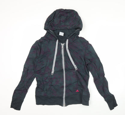 Adidas Womens Black Camouflage Full Zip Hoodie Size 12 UK