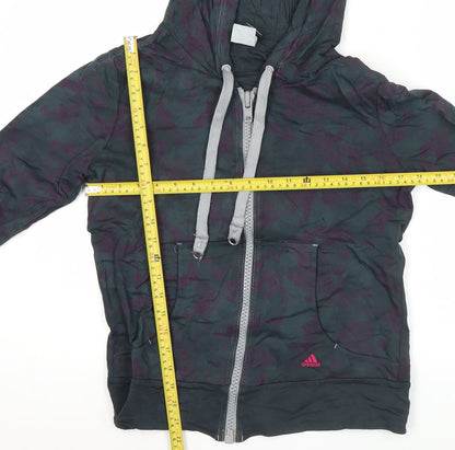 Adidas Womens Black Camouflage Full Zip Hoodie Size 12 UK