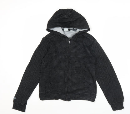 Adidas Womens Black Hoodie Size 8 Full Zip Sports Jacket