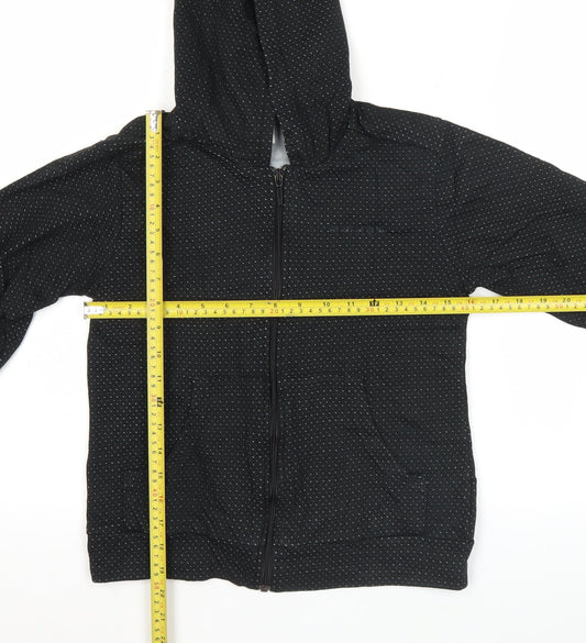 Adidas Womens Black Hoodie Size 8 Full Zip Sports Jacket