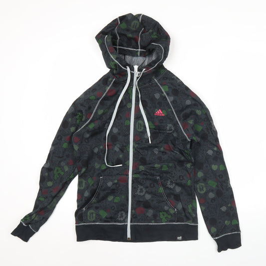 Adidas Womens Black Size 10 Full Zip Hoodie Sweatshirt Sportswear