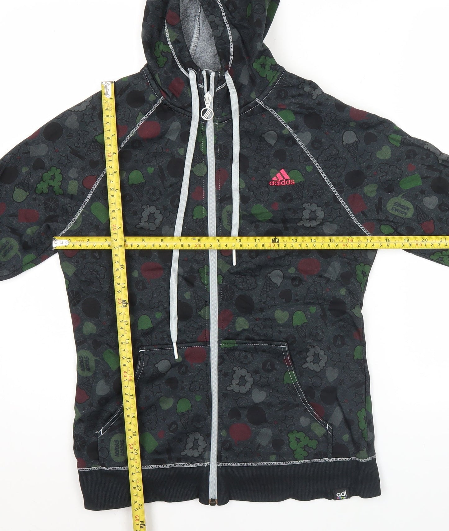 Adidas Womens Black Size 10 Full Zip Hoodie Sweatshirt Sportswear