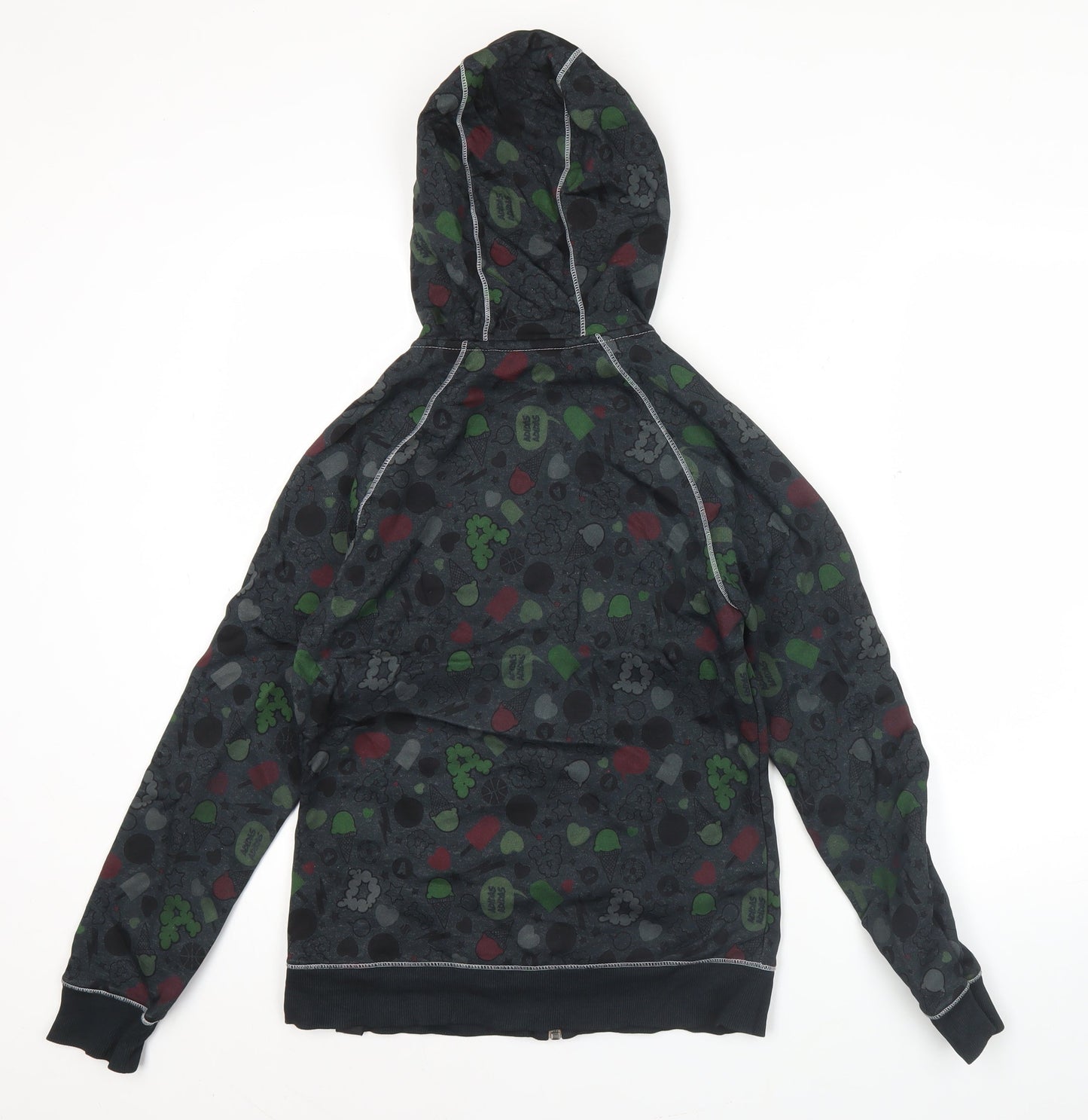 Adidas Womens Black Size 10 Full Zip Hoodie Sweatshirt Sportswear