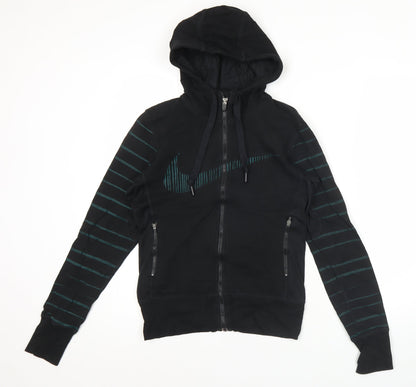 Nike Womens Black Full Zip Hoodie L Slim Fit Sportswear