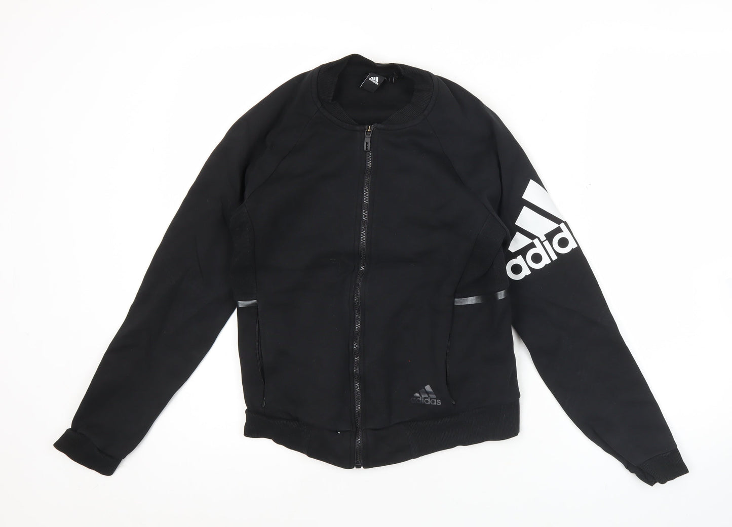 Adidas Womens Black Size 6 Track Jacket Full Zip Reflective Sportswear