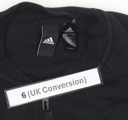 Adidas Womens Black Size 6 Track Jacket Full Zip Reflective Sportswear
