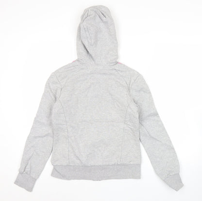 Adidas Women’s Grey Full Zip Hoodie Size 8 Regular Fit Sportswear