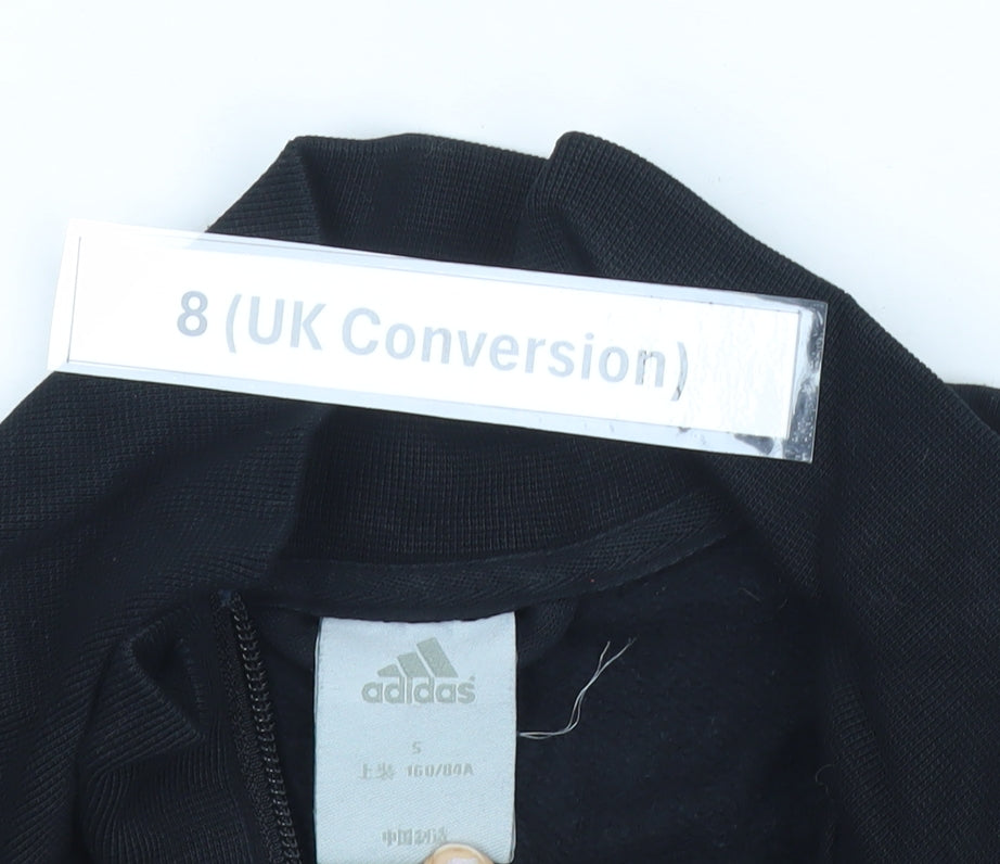 Adidas Women’s Black Size 8 Track Jacket Full Zip Fleece