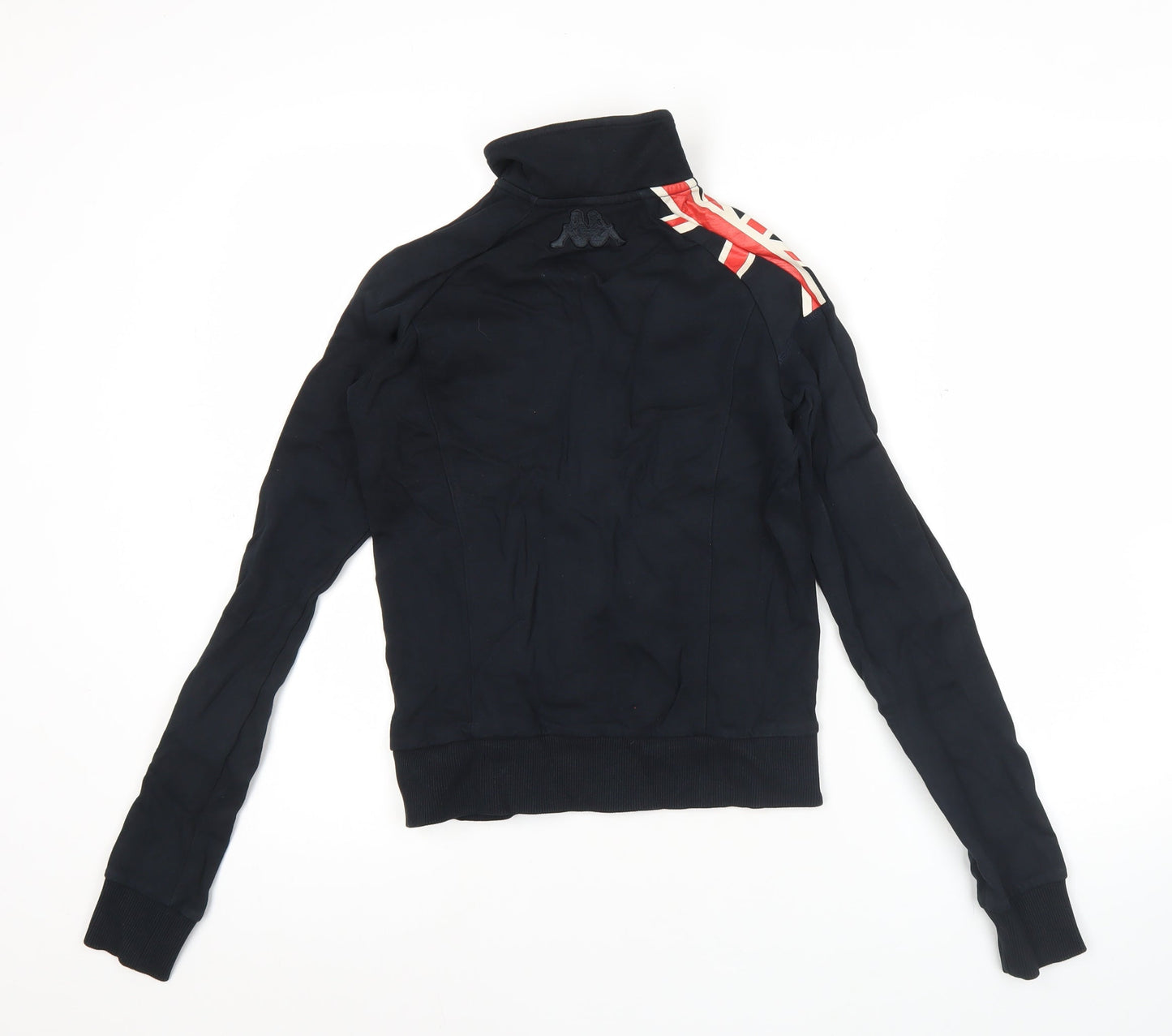 Kappa Womens Black Track Jacket Size 6 Slim Fit Full Zip England Design