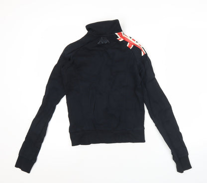 Kappa Womens Black Track Jacket Size 6 Slim Fit Full Zip England Design