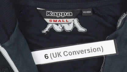 Kappa Womens Black Track Jacket Size 6 Slim Fit Full Zip England Design