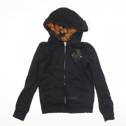 Nike Womens Black Full Zip Hoodie Size M Graphic Logo Sportswear