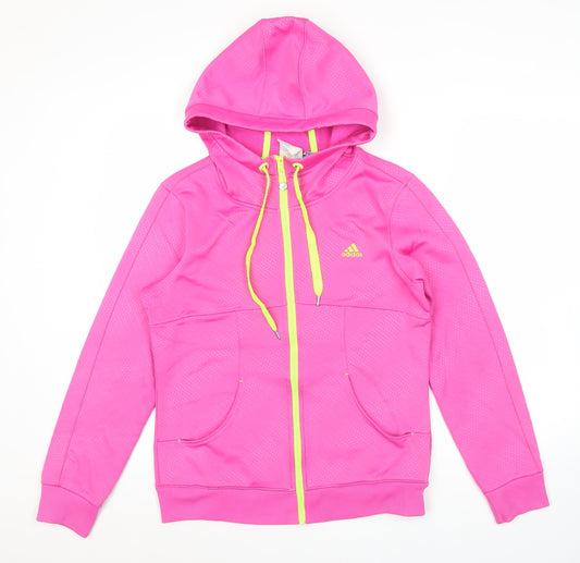 Adidas Womens Pink Zip Hoodie Size 14 Full Zip Sports Jacket