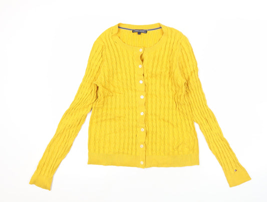 Womens UK Size S Tommy Hilfiger Yellow Cardigan Jumper