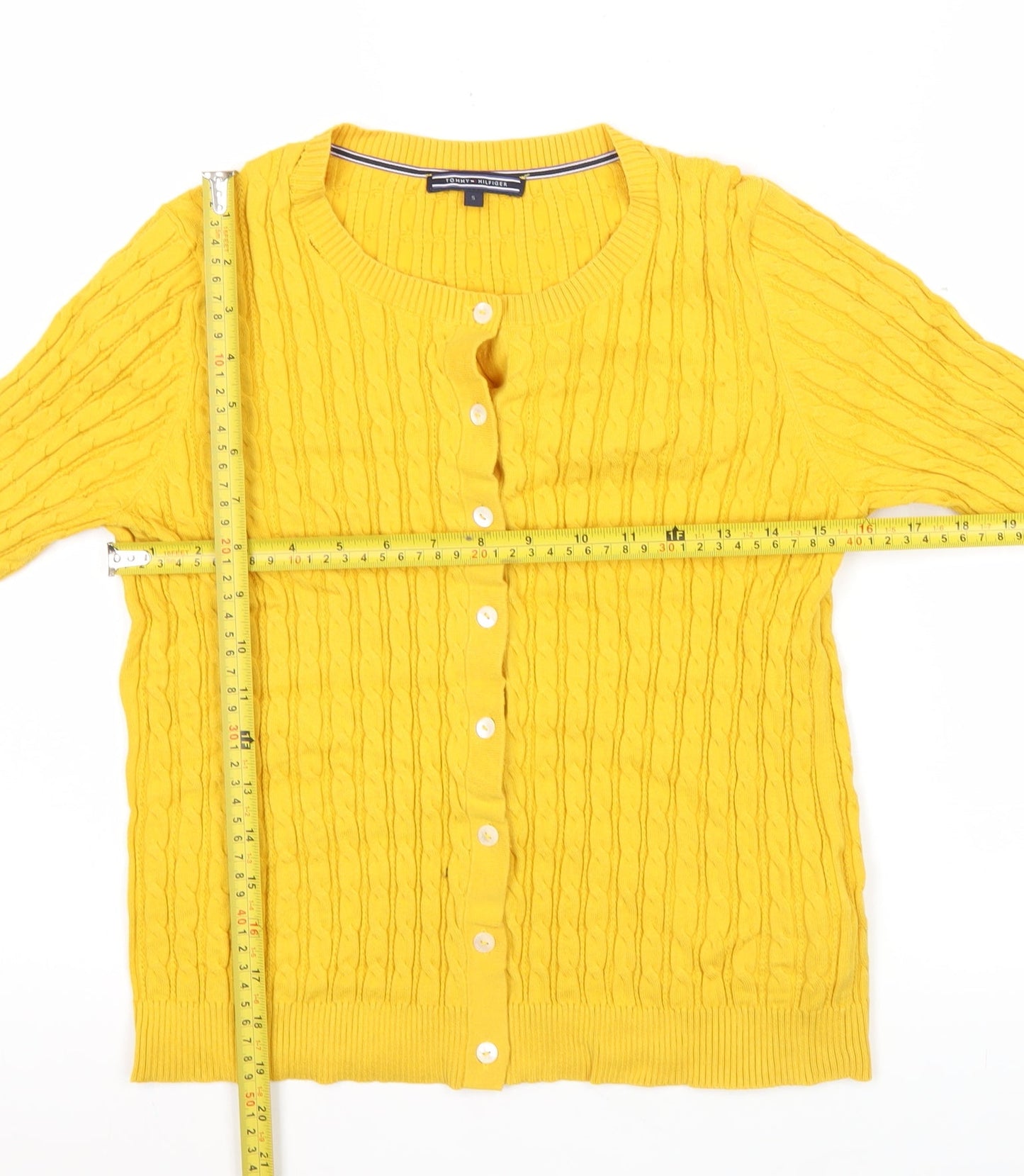 Womens UK Size S Tommy Hilfiger Yellow Cardigan Jumper