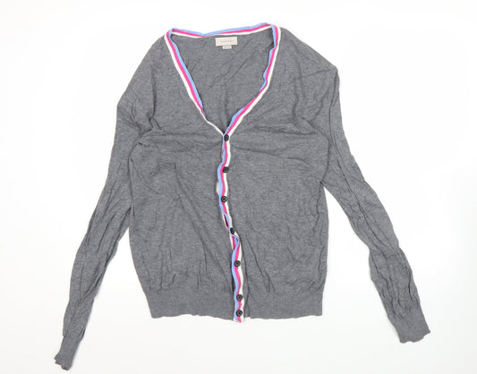 Jack & Jones Men’s Grey Cotton Cardigan L V-Neck Button Knit