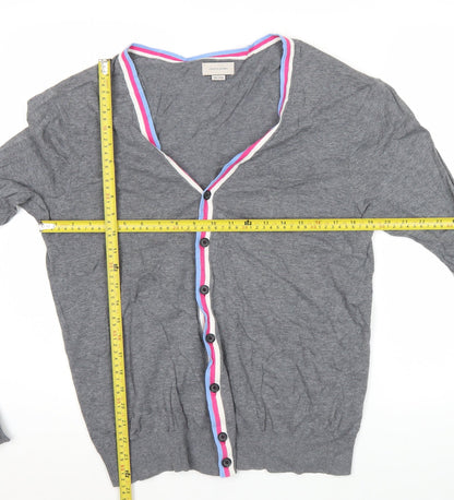 Jack & Jones Men’s Grey Cotton Cardigan L V-Neck Button Knit