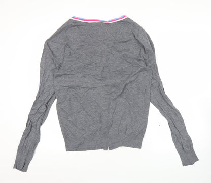 Jack & Jones Men’s Grey Cotton Cardigan L V-Neck Button Knit