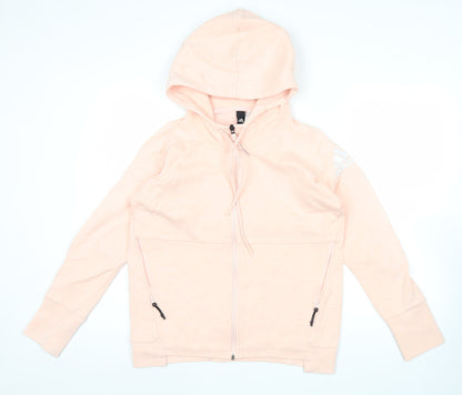 Adidas Womens Pink Hoodie Size 8 Full Zip Cotton Blend Sportswear