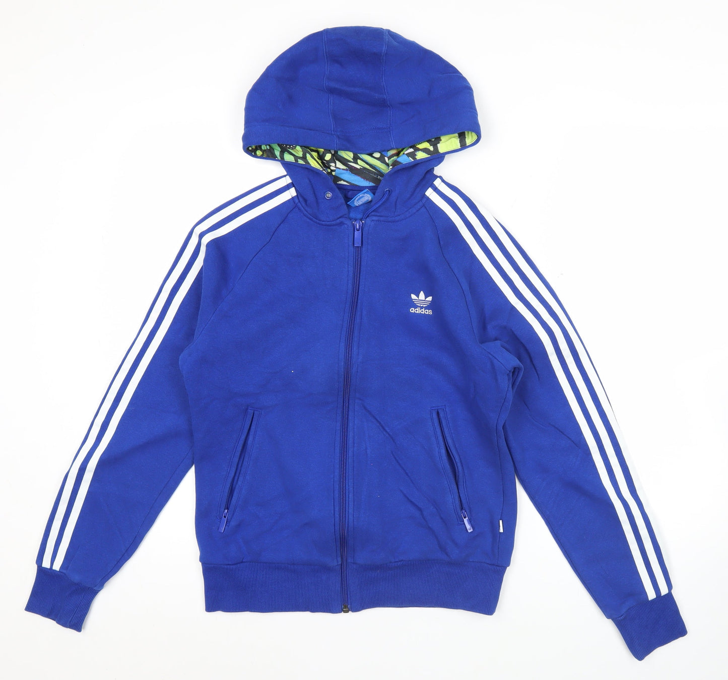Adidas Womens Blue Full Zip Hoodie Size 10 Regular Fit
