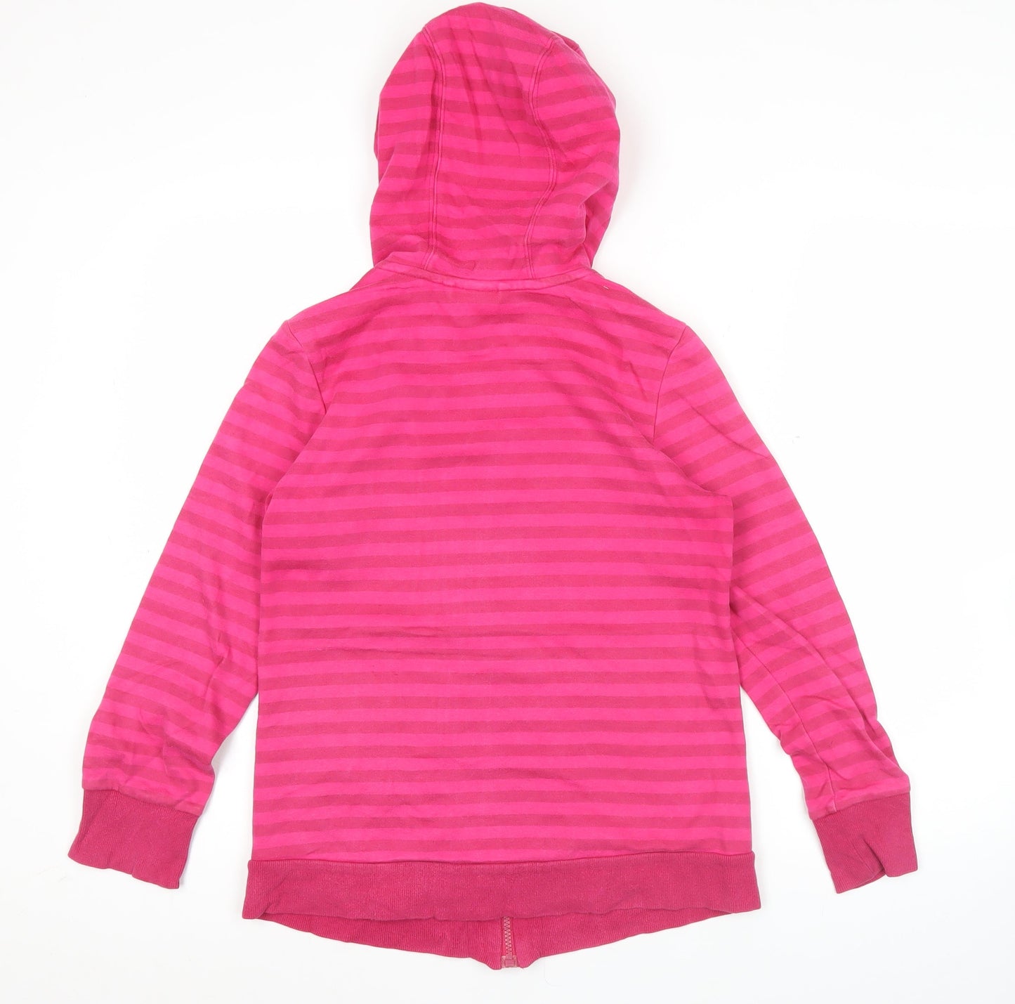 Adidas Womens Pink Striped Full Zip Hoodie Size 8 Activewear