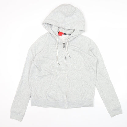 Nike Women’s Grey Full Zip Hoodie Sweatshirt Size L Cotton Blend