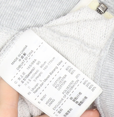 Nike Women’s Grey Full Zip Hoodie Sweatshirt Size L Cotton Blend