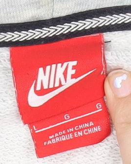 Nike Women’s Grey Full Zip Hoodie Sweatshirt Size L Cotton Blend