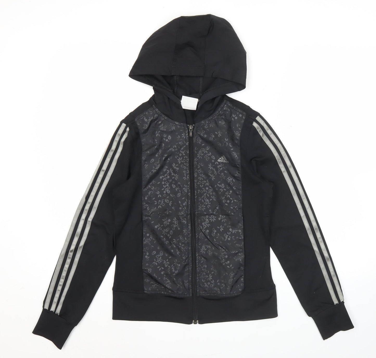 Adidas Womens Black Size 6 Full Zip Hooded Sports Hoodie Jacket