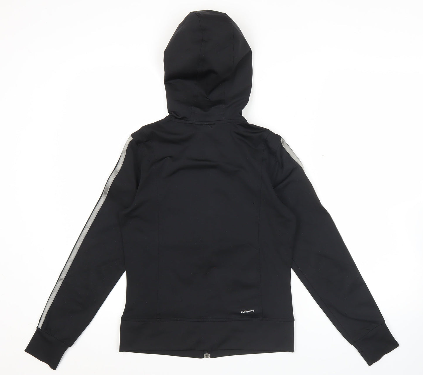 Adidas Womens Black Size 6 Full Zip Hooded Sports Hoodie Jacket
