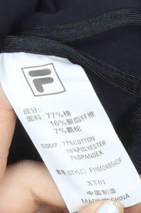 Fila Womens Black Track Jacket UK 10 Slim Fit Full Zip Sportswear