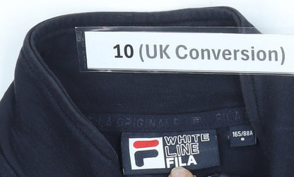 Fila Womens Black Track Jacket UK 10 Slim Fit Full Zip Sportswear
