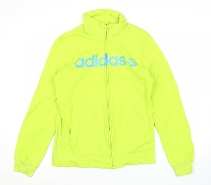 Adidas Womens Green Track Jacket Size 14 Full Zip Sports Activewear